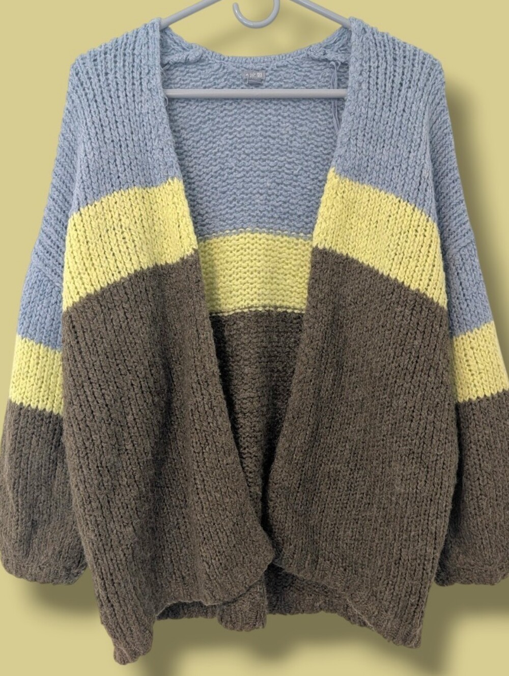 Aerie Colorblock Fuzzy Wool Mohair Blend Open Front Oversized Slouchy Sweater